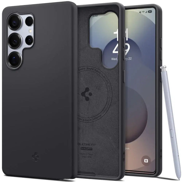 Spigen Silicone Fit Mag Case for Samsung Galaxy S25 Ultra - Black - Cell phone cases and covers<<<HurtelXML