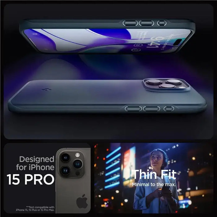 Spigen Thin Fit iPhone 15 Pro Case - Navy Blue - Cell phone cases and covers<<<HurtelXML