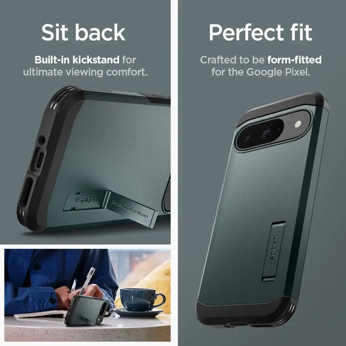 Spigen Tough Armor Case for Google Pixel 9 / 9 Pro - Green - Cell phone cases and covers<<<HurtelXML