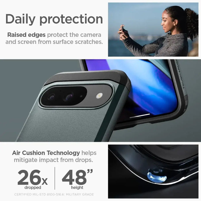 Spigen Tough Armor Case for Google Pixel 9 / 9 Pro - Green - Cell phone cases and covers<<<HurtelXML