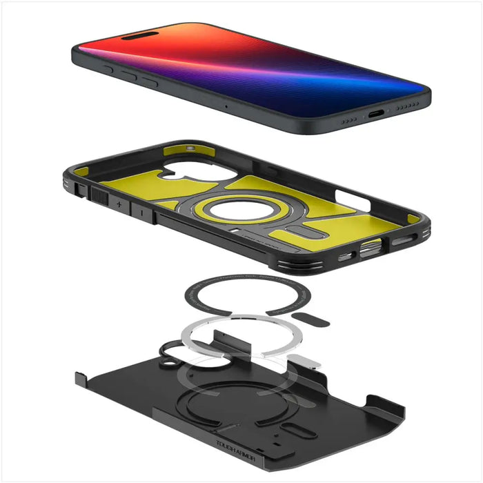 Spigen Tough Armor MagSafe case with stand for iPhone 16 - black - Cell phone cases and covers<<<HurtelXML