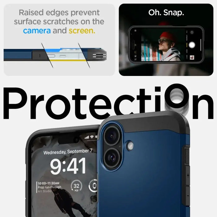 Spigen Tough Armor MagSafe case with stand for iPhone 16 - blue - Cell phone cases and covers<<<HurtelXML