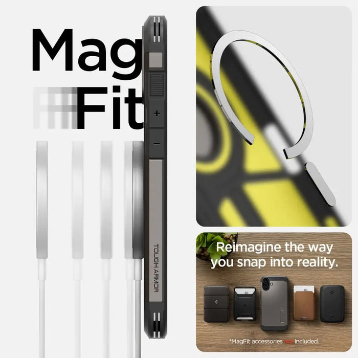 Spigen Tough Armor MagSafe case with stand for iPhone 16 - gunmetal - Cell phone cases and covers<<<HurtelXML
