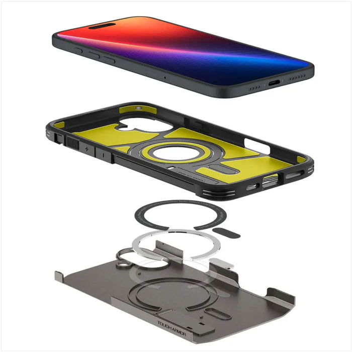 Spigen Tough Armor MagSafe case with stand for iPhone 16 - gunmetal - Cell phone cases and covers<<<HurtelXML