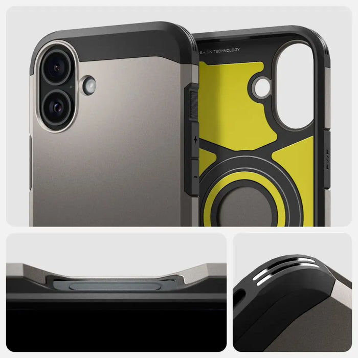 Spigen Tough Armor MagSafe case with stand for iPhone 16 - gunmetal - Cell phone cases and covers<<<HurtelXML