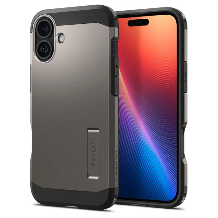 Spigen Tough Armor MagSafe case with stand for iPhone 16 - gunmetal - Cell phone cases and covers<<<HurtelXML