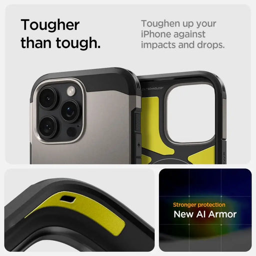 Spigen Tough Armor MagSafe case with stand for iPhone 16 Pro - gunmetal - Cell phone cases and covers<<<HurtelXML
