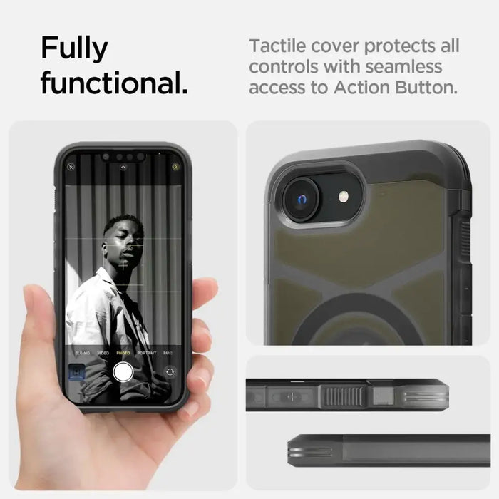 Spigen Tough Armor MagSafe iPhone 16e Case - Clear Gray - Cell phone cases and covers<<<HurtelXML