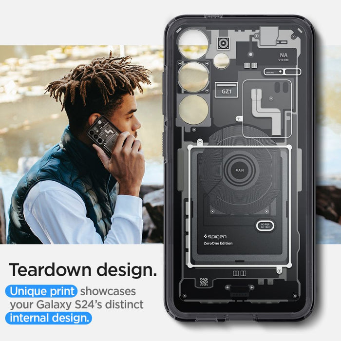 Spigen Ultra Hybrid Case for Samsung Galaxy S24 - Dark Gray (Zero One Pattern) - Cell phone cases and covers<<<HurtelXML