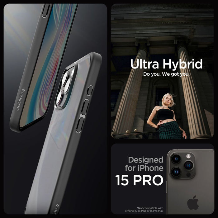 Spigen Ultra Hybrid iPhone 15 Pro Case - Clear Black - Cell phone cases and covers<<<HurtelXML