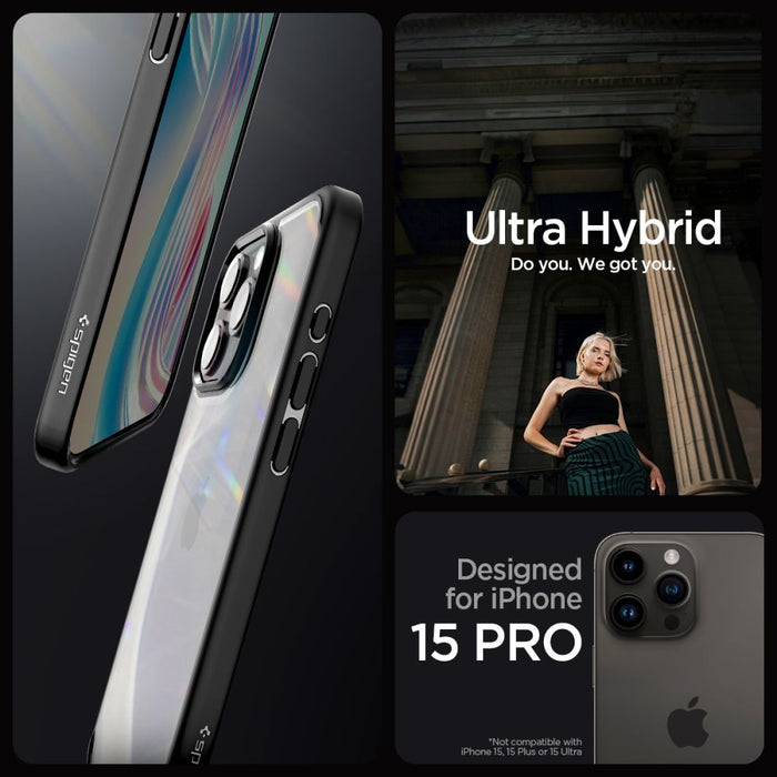 Spigen Ultra Hybrid iPhone 15 Pro Case - Matte Black - Cell phone cases and covers<<<HurtelXML