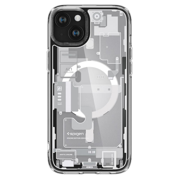 Spigen Ultra Hybrid Mag Case with MagSafe for iPhone 15 Plus - White (Zero One Pattern) - Cell phone cases