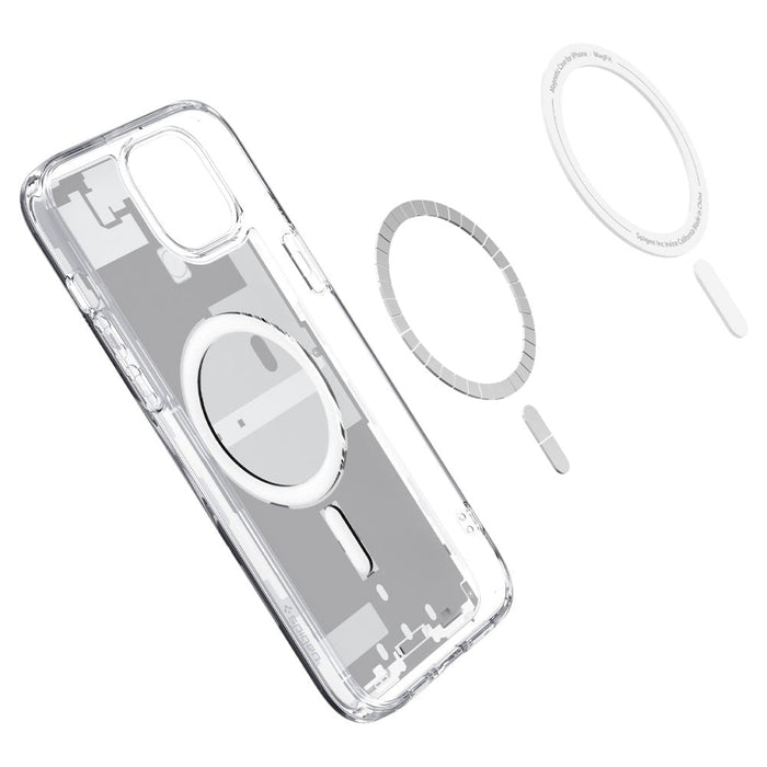 Spigen Ultra Hybrid Mag Case with MagSafe for iPhone 15 Plus - White (Zero One Pattern) - Cell phone cases