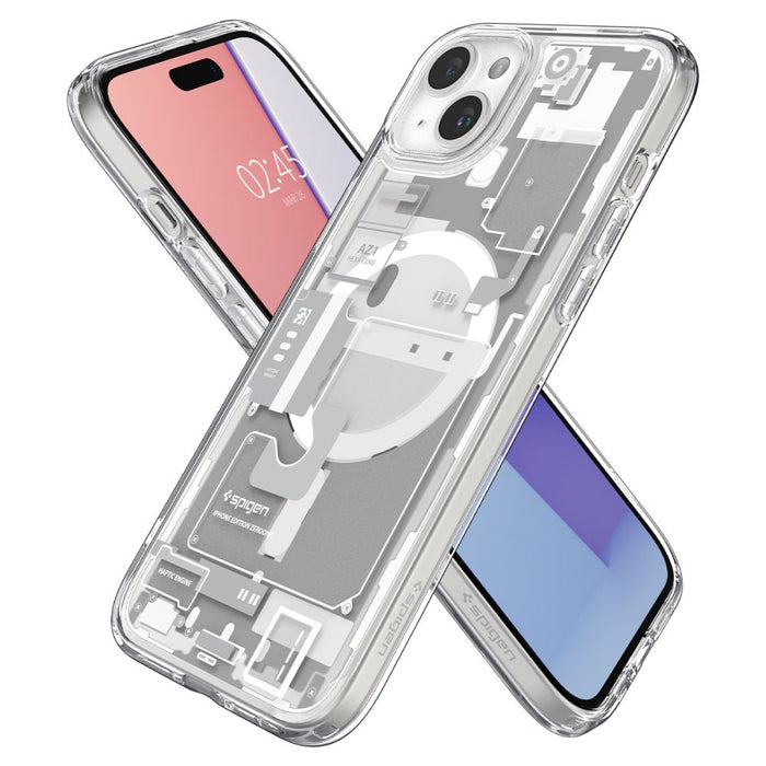 Spigen Ultra Hybrid Mag Case with MagSafe for iPhone 15 Plus - White (Zero One Pattern) - Cell phone cases