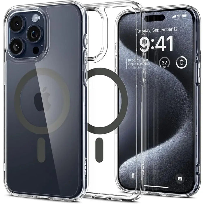 Spigen Ultra Hybrid Mag Case with MagSafe for iPhone 15 Pro - Clear Gray - Cell phone cases and covers<<<HurtelXML