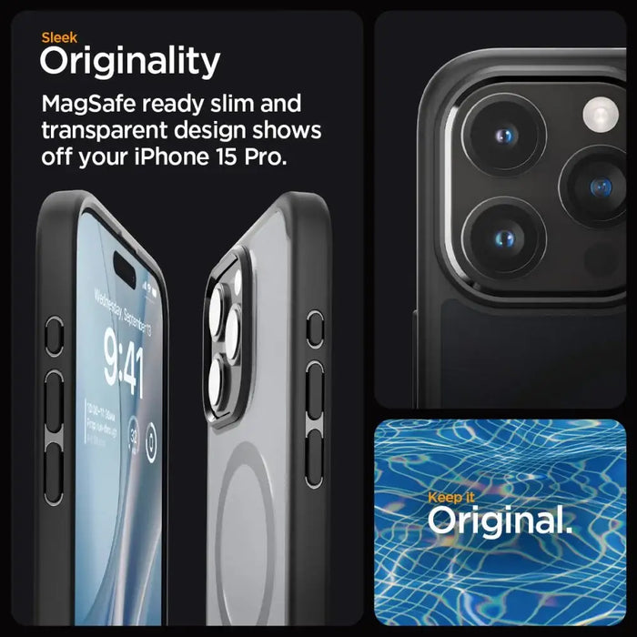 Spigen Ultra Hybrid Mag Case with MagSafe for iPhone 15 Pro - Clear Black - Cell phone cases and covers<<<HurtelXML