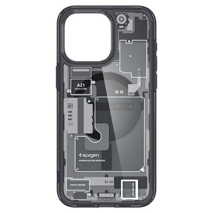 Spigen Ultra Hybrid Mag Case with MagSafe for iPhone 15 Pro - Dark Gray (Zero One Pattern) - Cell phone cases