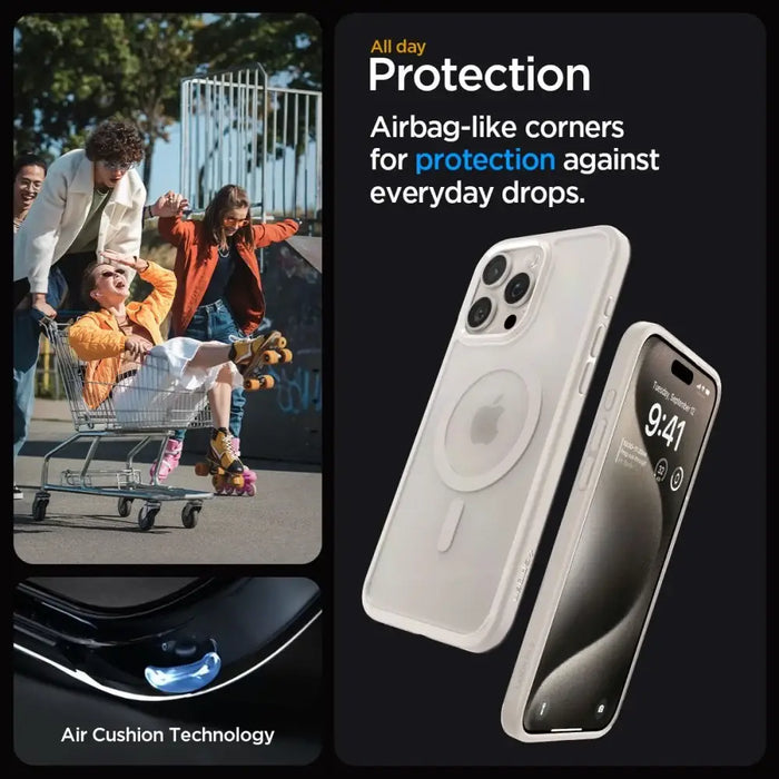 Spigen Ultra Hybrid Mag Case with MagSafe for iPhone 15 Pro - Matte Natural Titanium - Cell phone cases