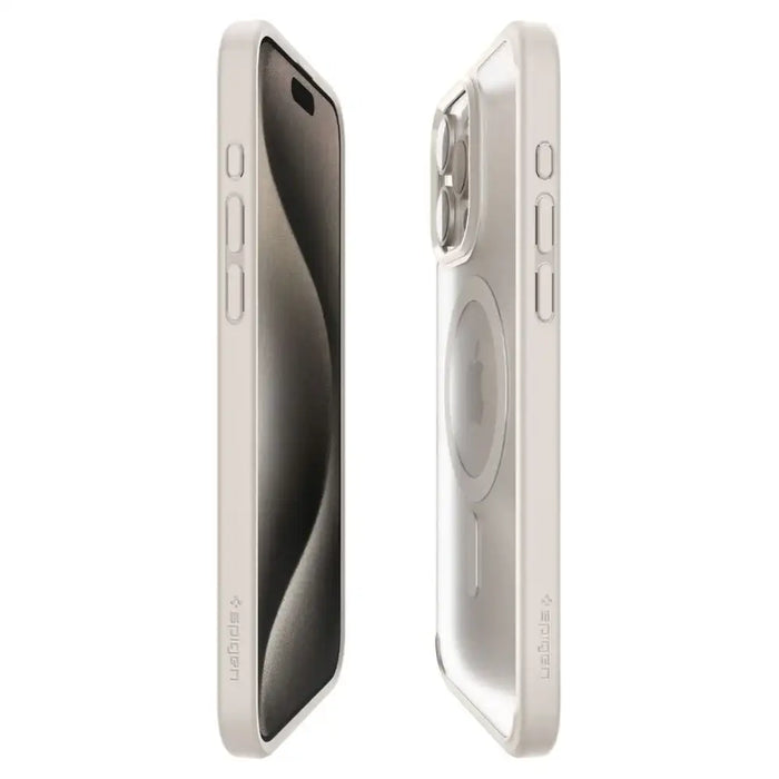 Spigen Ultra Hybrid Mag Case with MagSafe for iPhone 15 Pro - Matte Natural Titanium - Cell phone cases