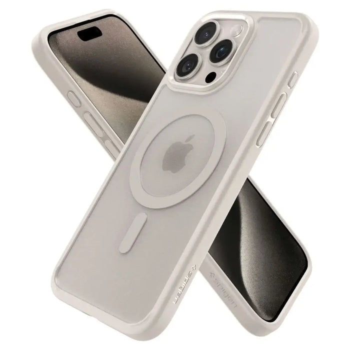 Spigen Ultra Hybrid Mag Case with MagSafe for iPhone 15 Pro - Matte Natural Titanium - Cell phone cases