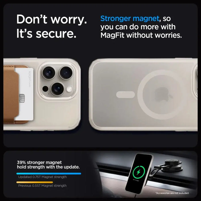 Spigen Ultra Hybrid Mag Case with MagSafe for iPhone 15 Pro - Matte Natural Titanium - Cell phone cases