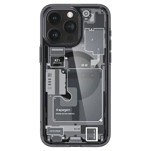Spigen Ultra Hybrid Mag Case with MagSafe for iPhone 15 Pro Max - Dark Gray (Zero One Pattern) - Cell phone cases