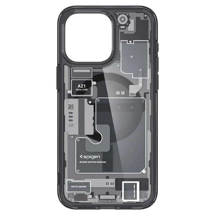 Spigen Ultra Hybrid Mag Case with MagSafe for iPhone 15 Pro Max - Dark Gray (Zero One Pattern) - Cell phone cases