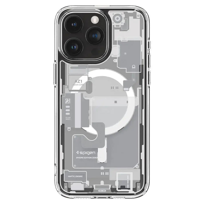 Spigen Ultra Hybrid Mag Case with MagSafe for iPhone 15 Pro - White (Zero One Pattern) - Cell phone cases