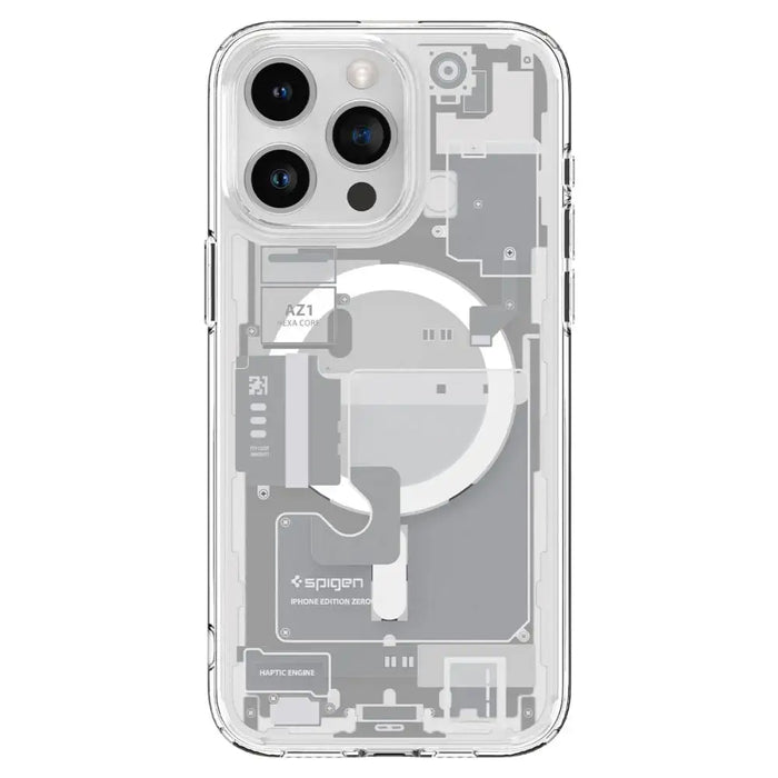 Spigen Ultra Hybrid Mag Case with MagSafe for iPhone 15 Pro - White (Zero One Pattern) - Cell phone cases