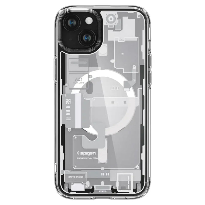 Spigen Ultra Hybrid Mag Case with MagSafe for iPhone 15 - White (Zero One Pattern) - Cell phone cases