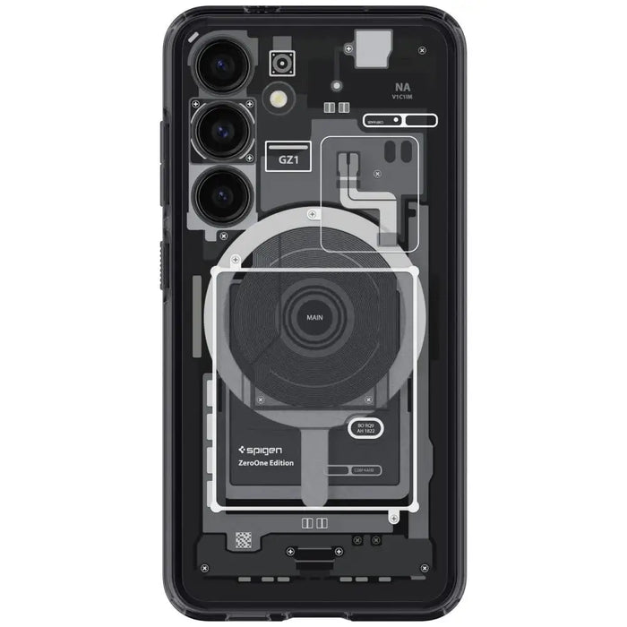 Spigen Ultra Hybrid OneTap Ring Case with MagSafe for Samsung Galaxy S24 - Clear (Zero One Pattern) - Cell phone cases