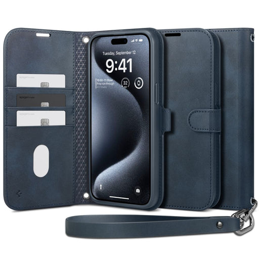 Spigen Wallet S Pro Case for iPhone 15 Pro - Navy Blue - Cell phone cases and covers<<<HurtelXML