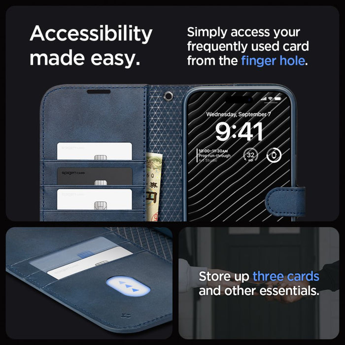 Spigen Wallet S Pro Case for iPhone 15 Pro - Navy Blue - Cell phone cases and covers<<<HurtelXML