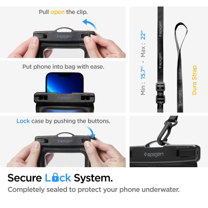 Spigen Aqua Shield A621 Waterproof Hip Bag + Floating Case - Black