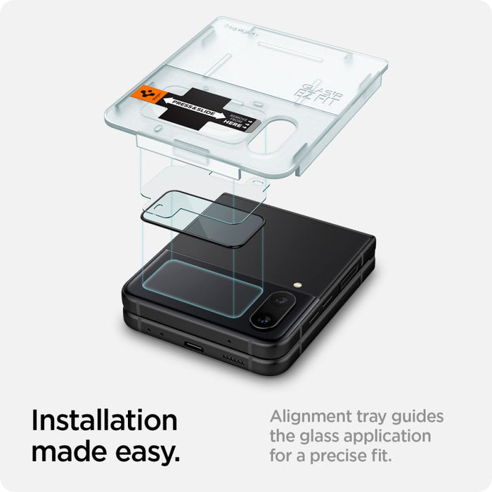 Spigen Glas.tR EZ Fit FC Tempered Glass with Hinge Film for Samsung Galaxy Z Flip 4 - Black 2 pcs.