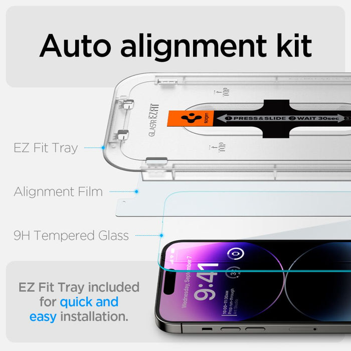 Spigen Glas.tR EZ Fit Tempered Glass for iPhone 14 Pro Max - 2 pcs.