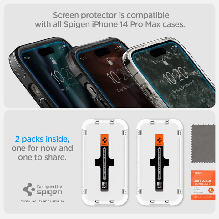 Spigen Glas.tR EZ Fit tempered glass for iPhone 14 Pro - 2 pcs.