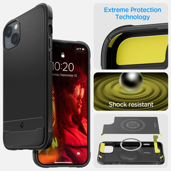 Spigen Rugged Armor Mag Case with MagSafe for iPhone 14 - Matte Black