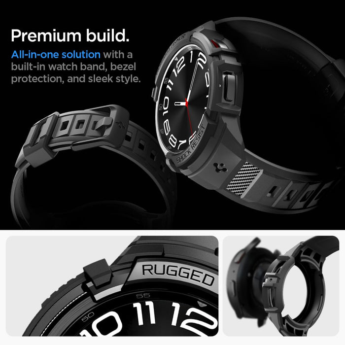Spigen Rugged Armor Pro Case with Strap for Samsung Galaxy Watch 6 Classic (47mm) - Black