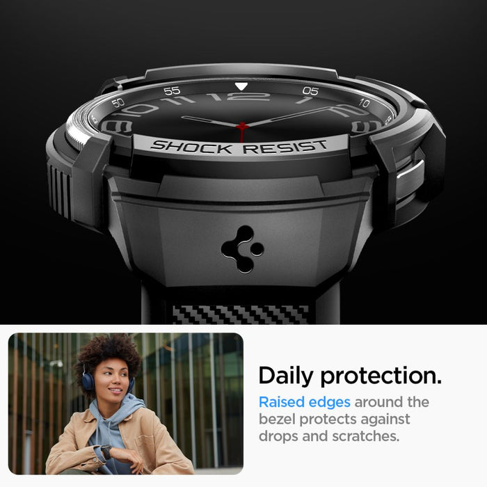 Spigen Rugged Armor Pro Case with Strap for Samsung Galaxy Watch 6 Classic (47mm) - Black