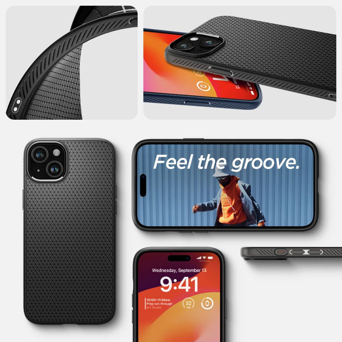 Spigen Liquid Air iPhone 15 Case - Matte Black