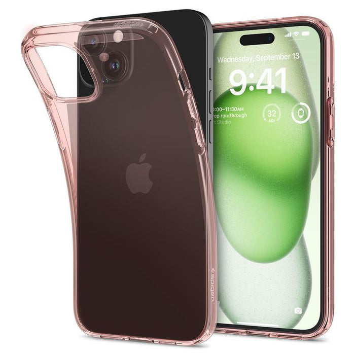 Spigen Crystal Flex iPhone 15 Plus Case - Pink/Transparent