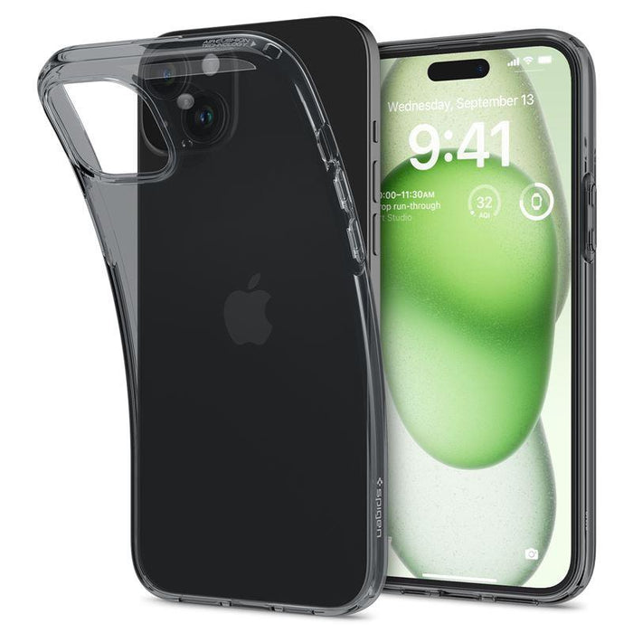 Spigen Crystal Flex iPhone 15 Plus Case - Gray-Transparent