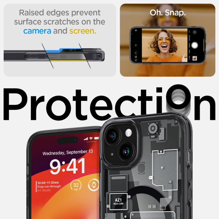 Spigen Ultra Hybrid Mag Case with MagSafe for iPhone 15 Plus - Dark Gray (Zero One Pattern)