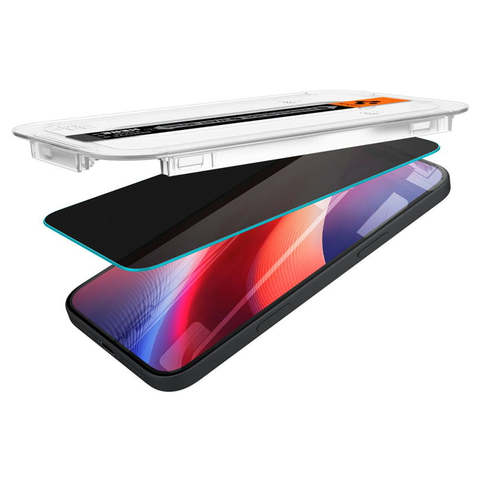 Spigen Glas.tR EzFit Privacy Tempered Glass for iPhone 15/16 with Adapter (2 pcs.)