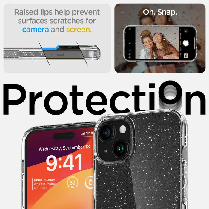 Spigen Liquid Crystal iPhone 15 Plus Case - Clear Glitter