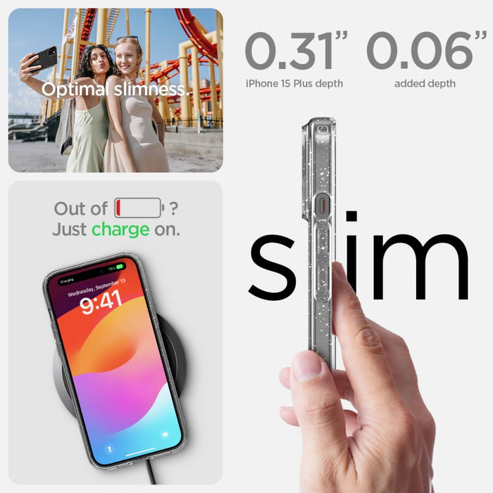 Spigen Liquid Crystal iPhone 15 Plus Case - Clear Glitter