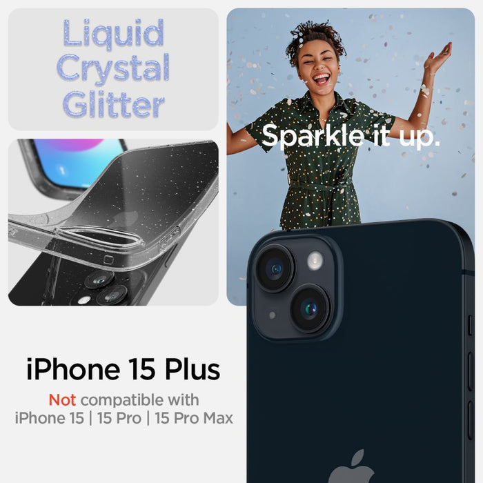 Spigen Liquid Crystal iPhone 15 Plus Case - Clear Glitter