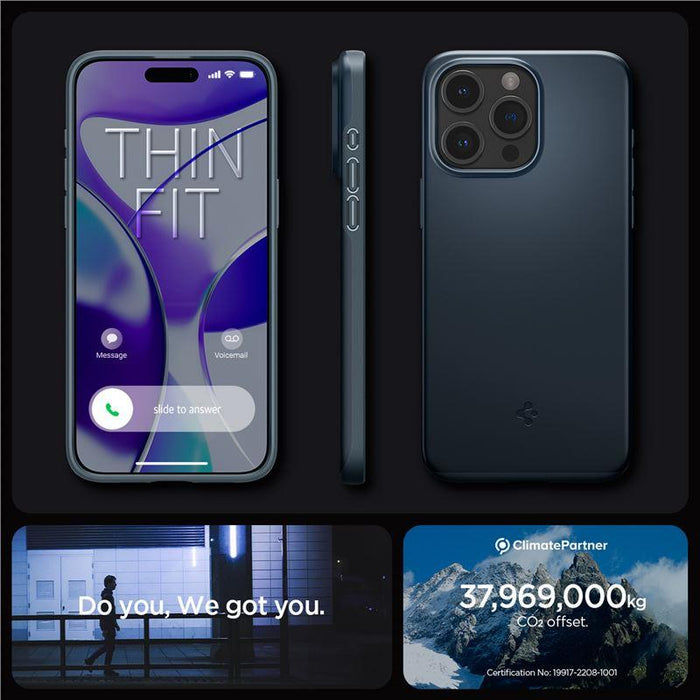 Spigen Thin Fit iPhone 15 Pro Max Case - Black Metal
