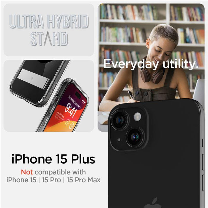 Spigen Ultra Hybrid S MagSafe Case with Stand for iPhone 15 Plus - Black